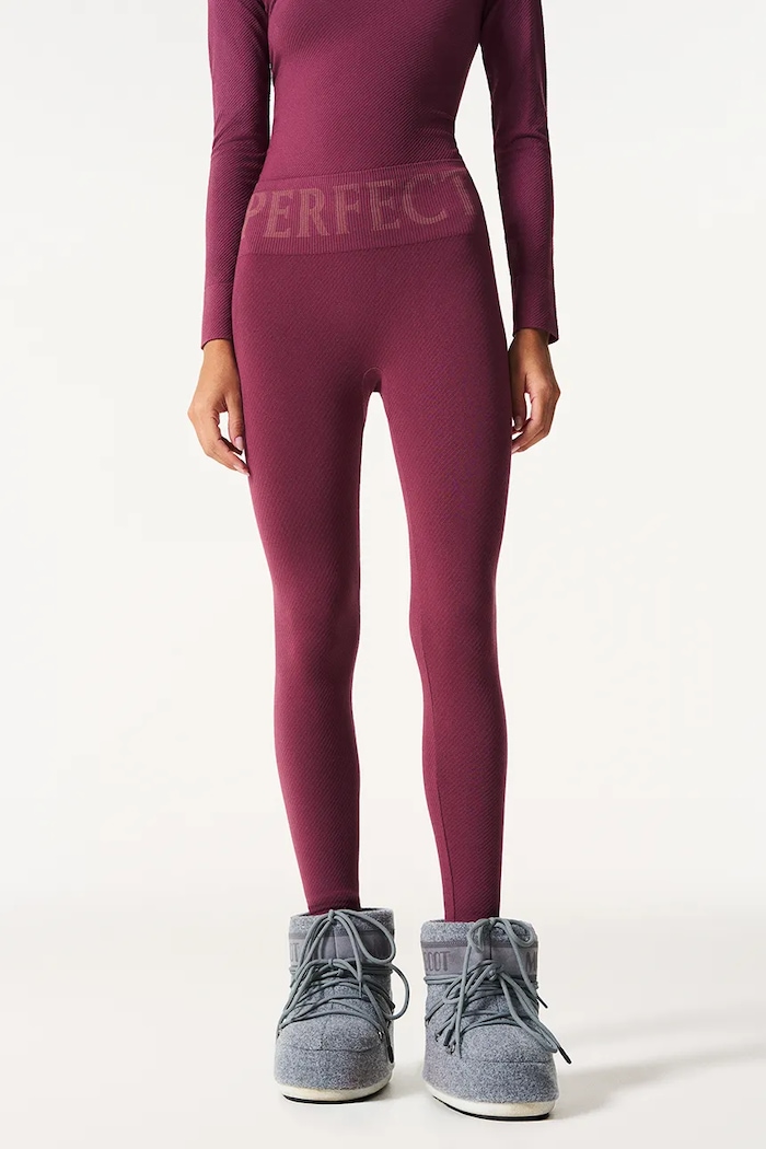 Perfect Moment Legginsy funkcyjne damskie z dodatkiem kaszmiru Perfect Thermal bordowy W3001120
