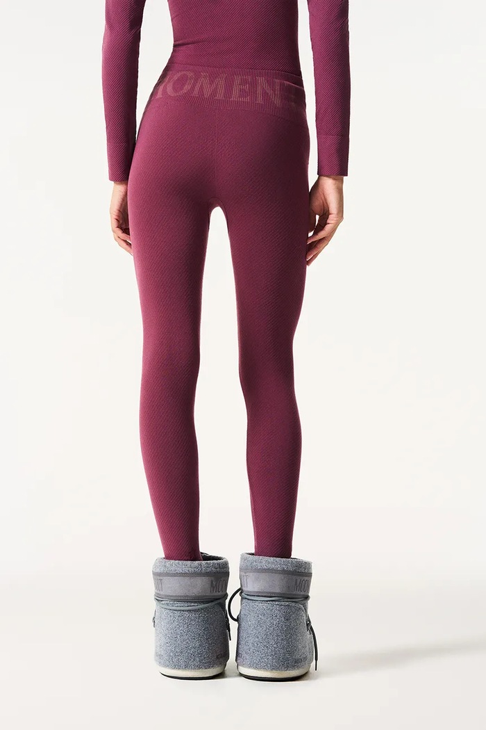 Perfect Moment Legginsy funkcyjne damskie z dodatkiem kaszmiru Perfect Thermal W3001120 bordowy AW25