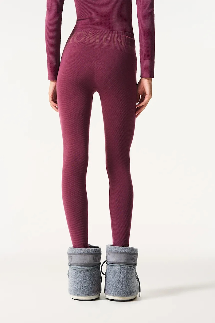 Perfect Moment Legginsy funkcyjne damskie z dodatkiem kaszmiru Perfect Thermal W3001120 bordowy AW25
