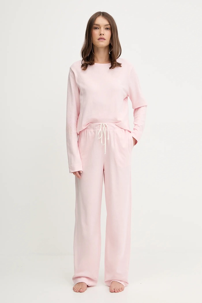 Lauren Ralph Lauren piżama bawełniana wzorzyste różowy ILN72453