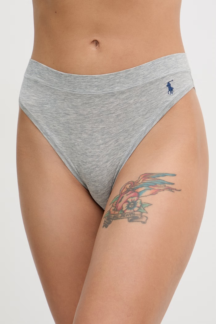 Polo Ralph Lauren kalhotky dámské bavlněné s elastanem kalhotky šedá 4P0497