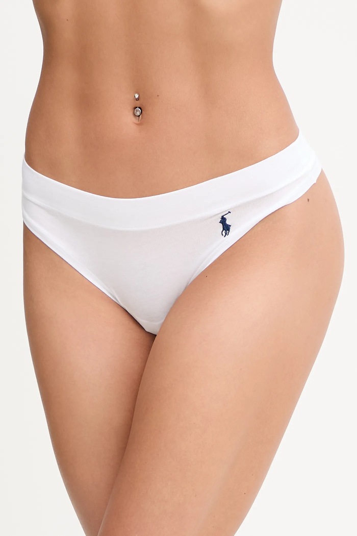 Polo Ralph Lauren tangá dámske bavlnené s elastanom nášivka biela 4P0511