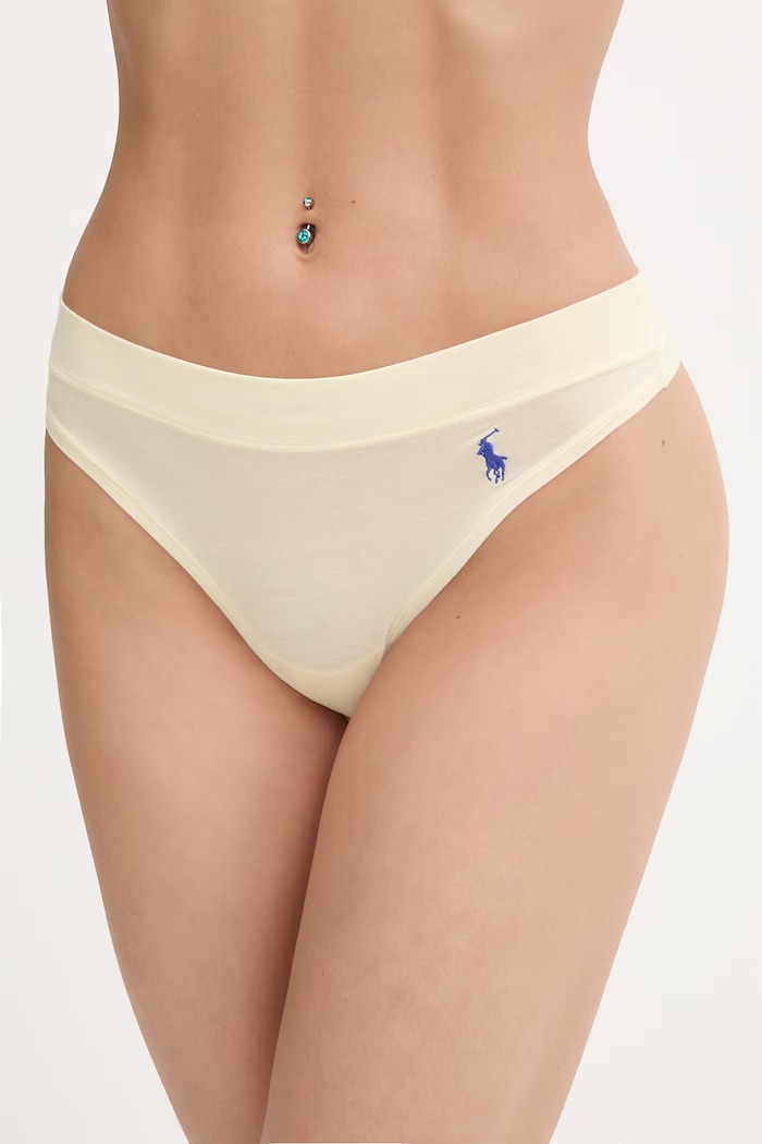 Polo Ralph Lauren tanga femei din bumbac cu elastan galben 4P0511