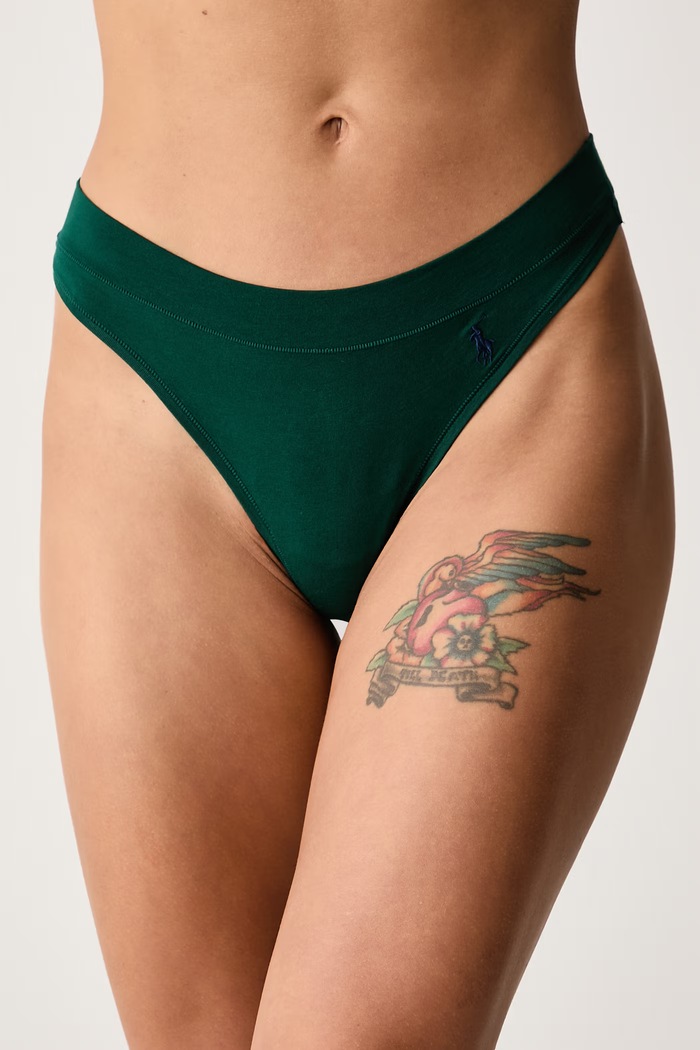 Polo Ralph Lauren Stringi damskie bawełniane z elastanem zielony 4P0511