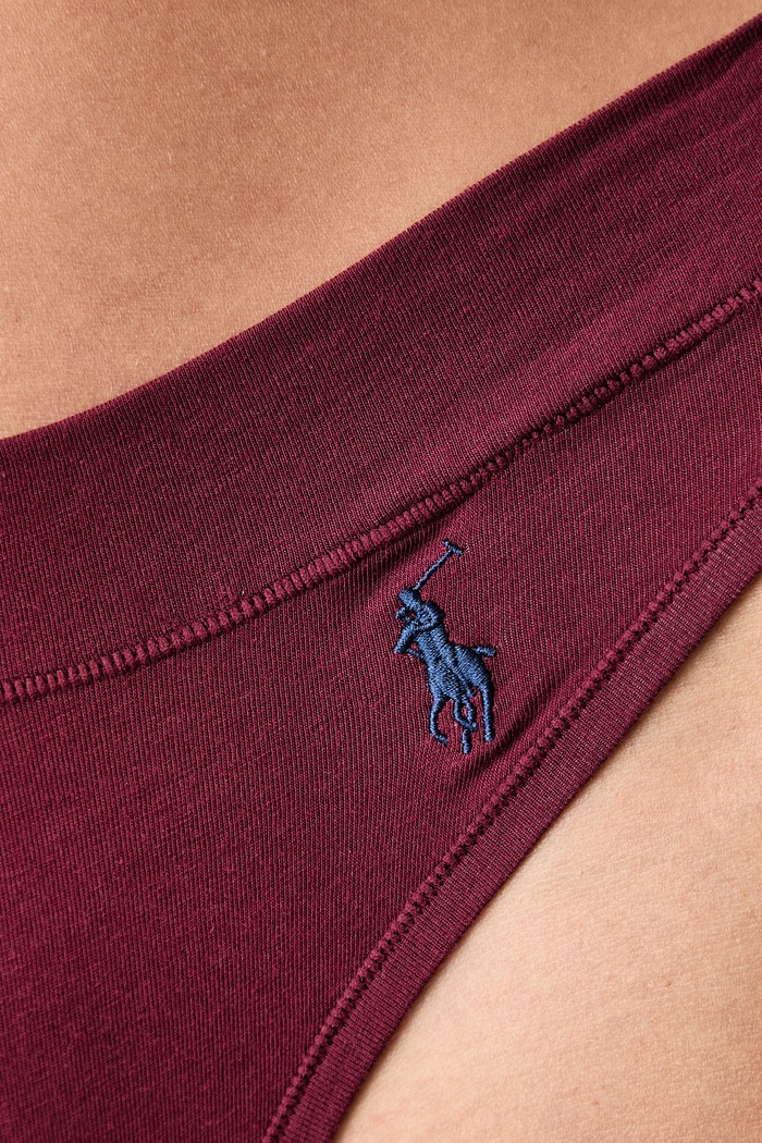 Stringi damskie bawełniane z elastanem Polo Ralph Lauren 4P0511 bordowy