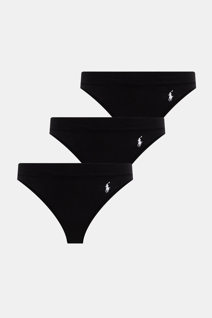Στρινγκ Polo Ralph Lauren 3-pack πλεκτό ύφασμα μαύρο 4P0710