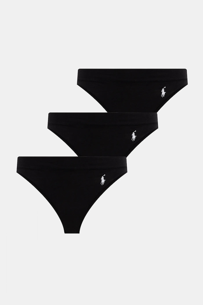 Στρινγκ Polo Ralph Lauren 3-pack πλεκτό ύφασμα μαύρο 4P0710