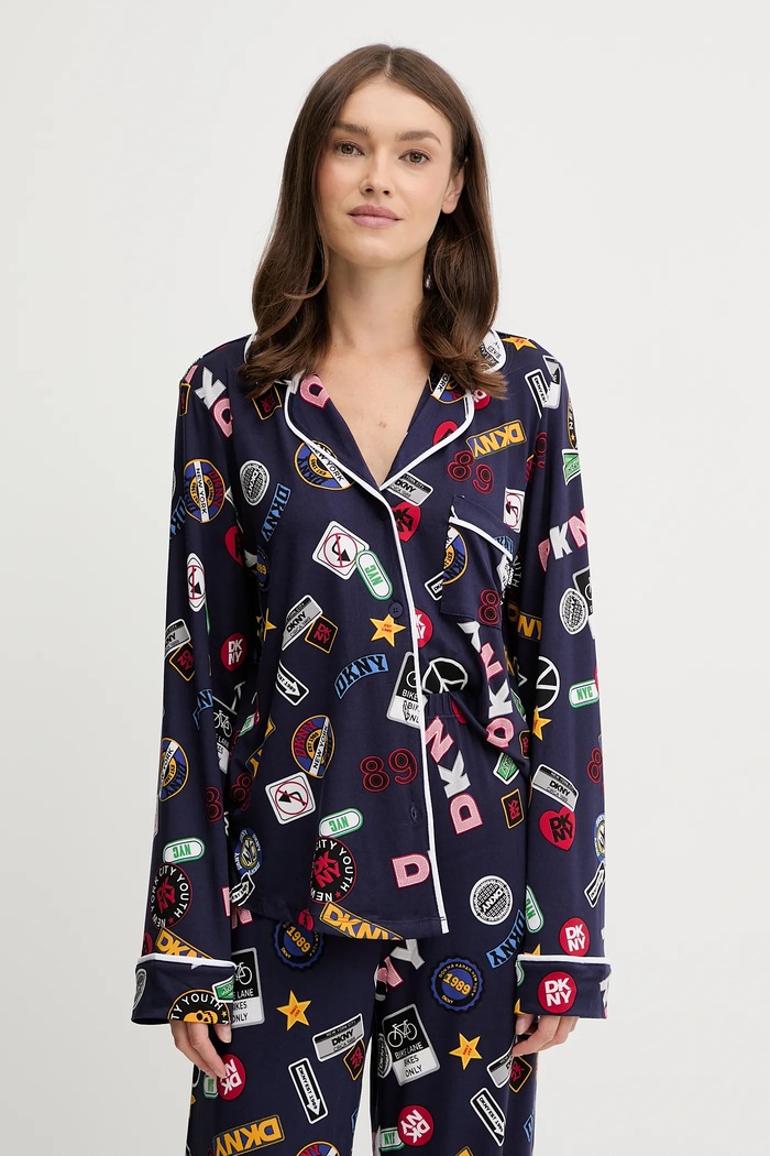 Pyžamo Dkny pletenina tmavomodrá YI90076F