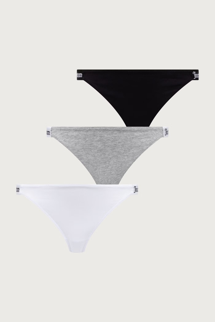 Juicy Couture Stringi damskie z bawełną 3 PK DEMI THNG 3-pack szary JCTTH225951