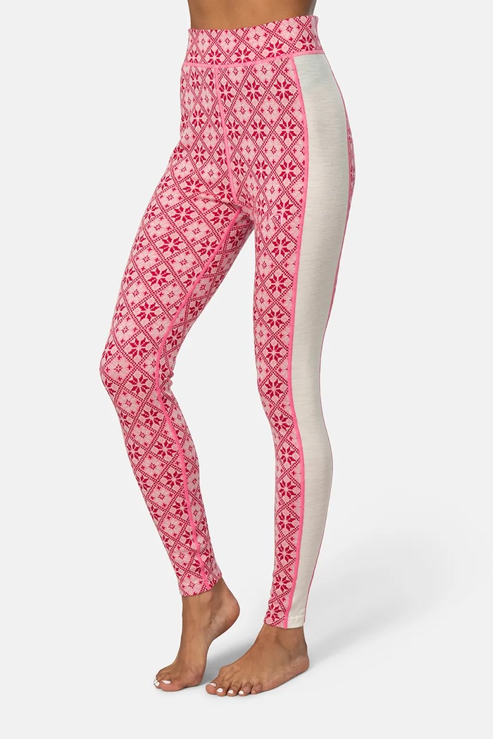 Kari Traa Legginsy funkcyjne damskie z wełny merino ROSE czerwony 622873