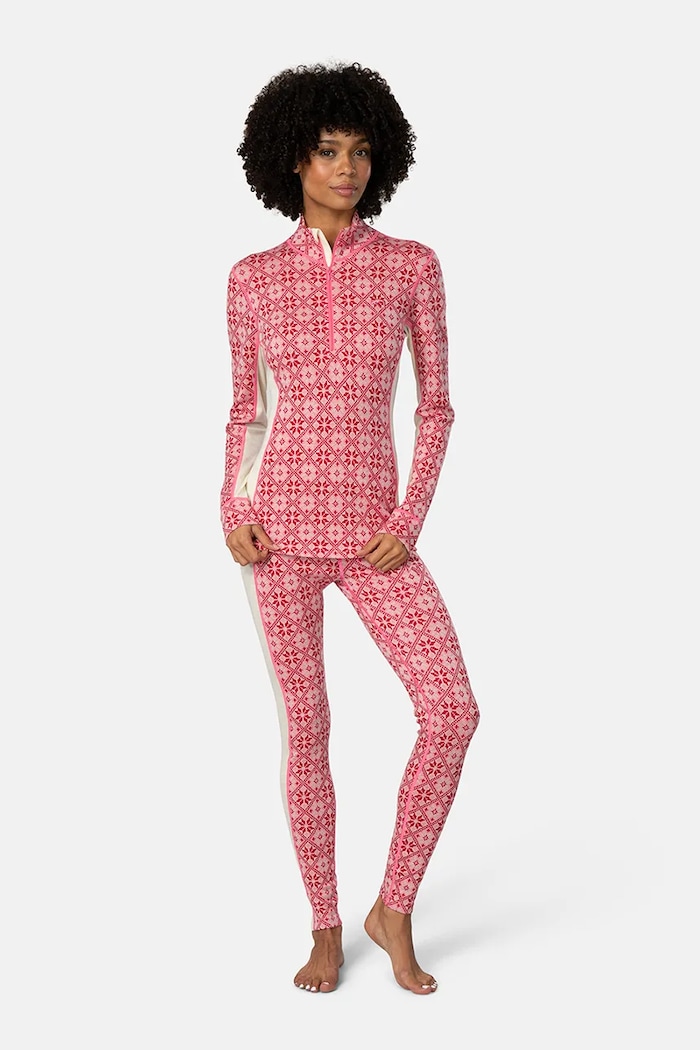Odzież Kari Traa Legginsy funkcyjne damskie z wełny merino ROSE 622873 czerwony