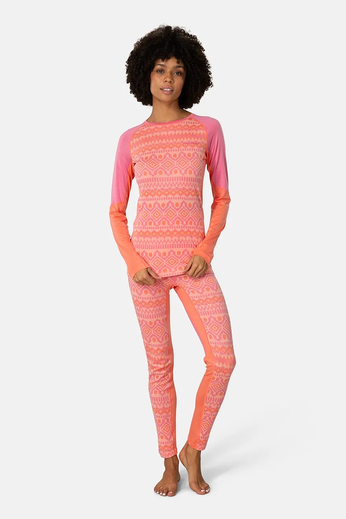 Odzież Kari Traa Legginsy termoaktywne damskie z dodatkiem merino MALIA 623599 pomarańczowy