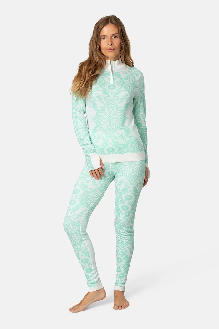 Odzież Kari Traa Legginsy funkcyjne damskie z wełną merino SAGA 623832 turkusowy