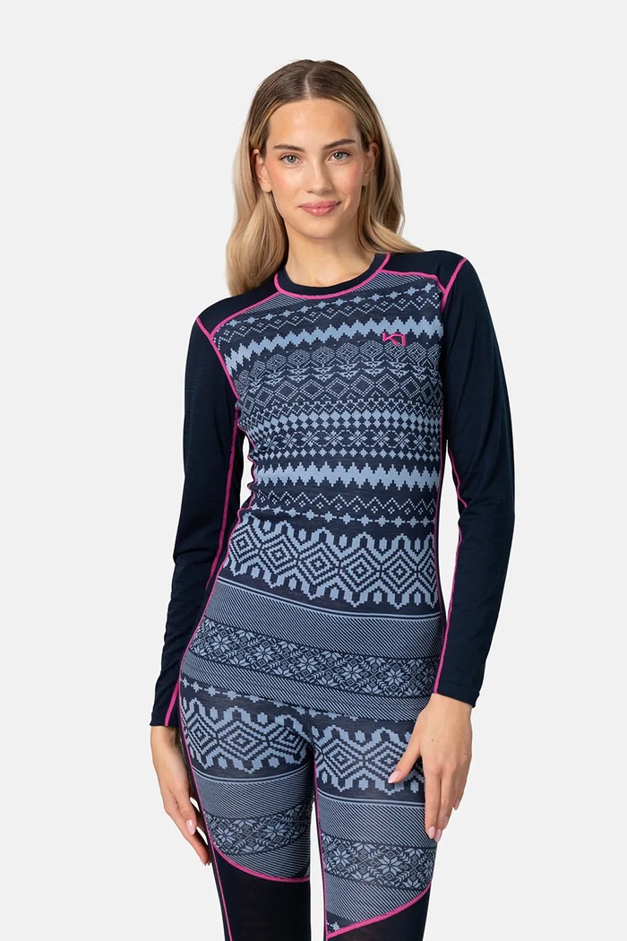 Kari Traa Longsleeve funkcyjny damski z dodatkiem wełny LIVE granatowy 623900