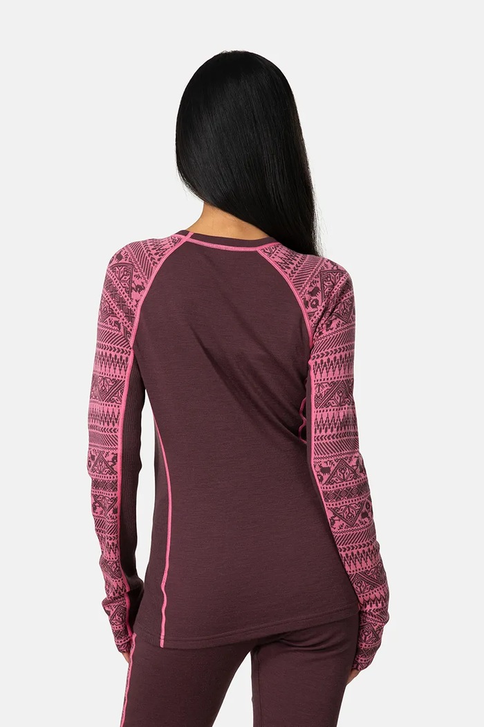 Kari Traa Longsleeve funkcyjny damski z wełny merino TALE 623923 bordowy AW25