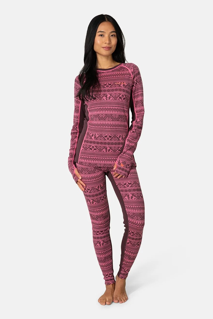 Odzież Kari Traa Longsleeve funkcyjny damski z wełny merino TALE 623923 bordowy