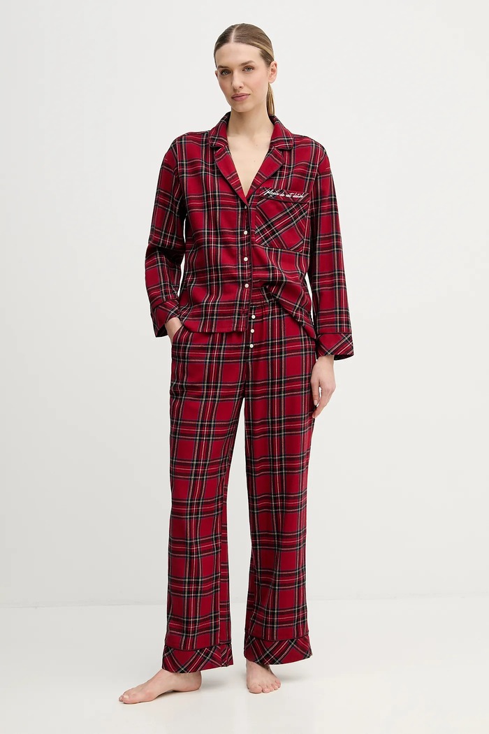 Πουκάμισο πιτζάμας Abercrombie & Fitch KI146.5097.556 μπορντό AW25