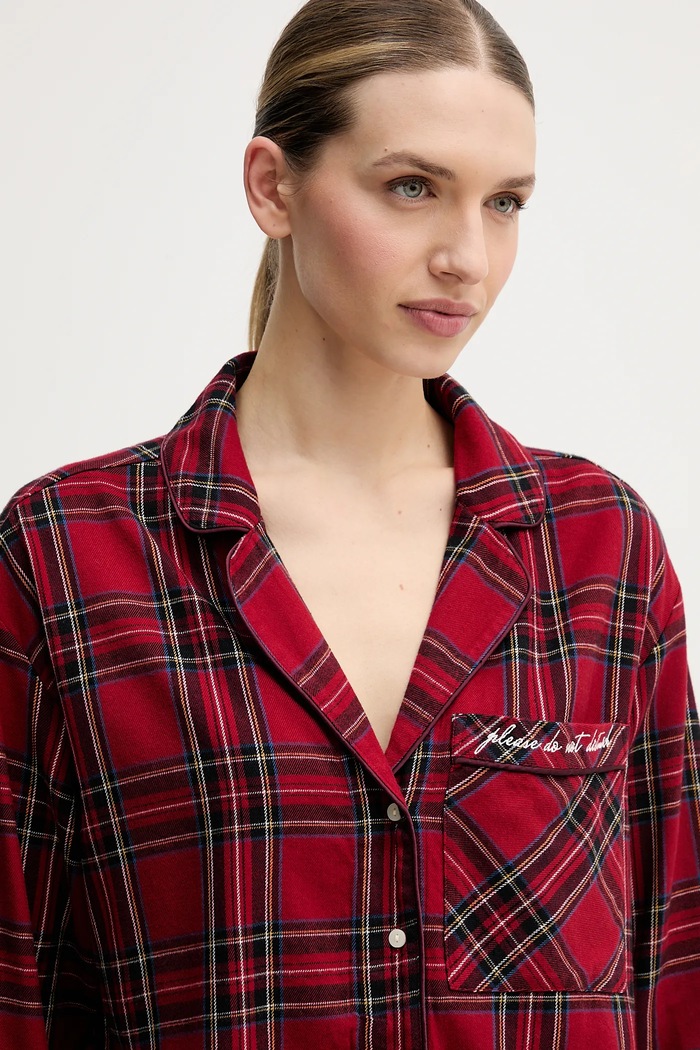 Πουκάμισο πιτζάμας Abercrombie & Fitch μπορντό KI146.5097.556
