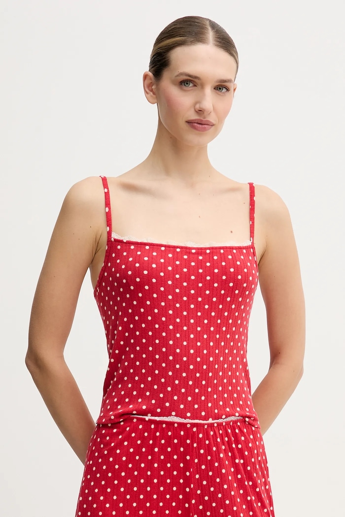 Top πιτζάμας Abercrombie & Fitch πλεκτό ύφασμα κόκκινο KI146.5103.500