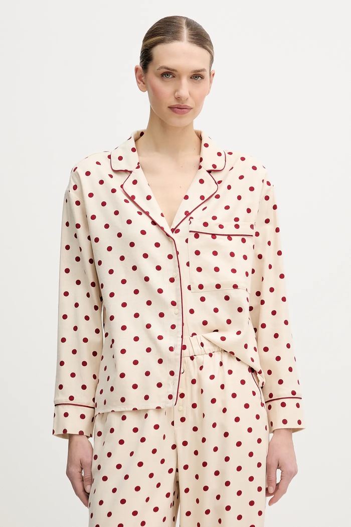 Πουκάμισο πιτζάμας Abercrombie & Fitch KI146.5136.606 μπεζ AW25