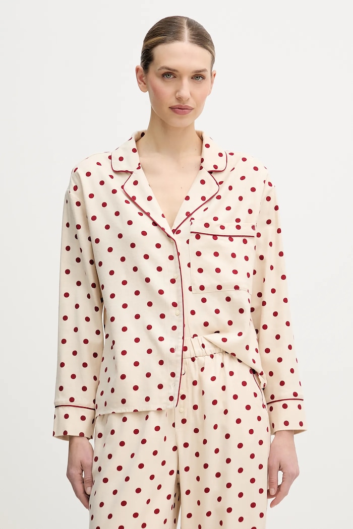 Πουκάμισο πιτζάμας Abercrombie & Fitch KI146.5136.606 μπεζ AW25