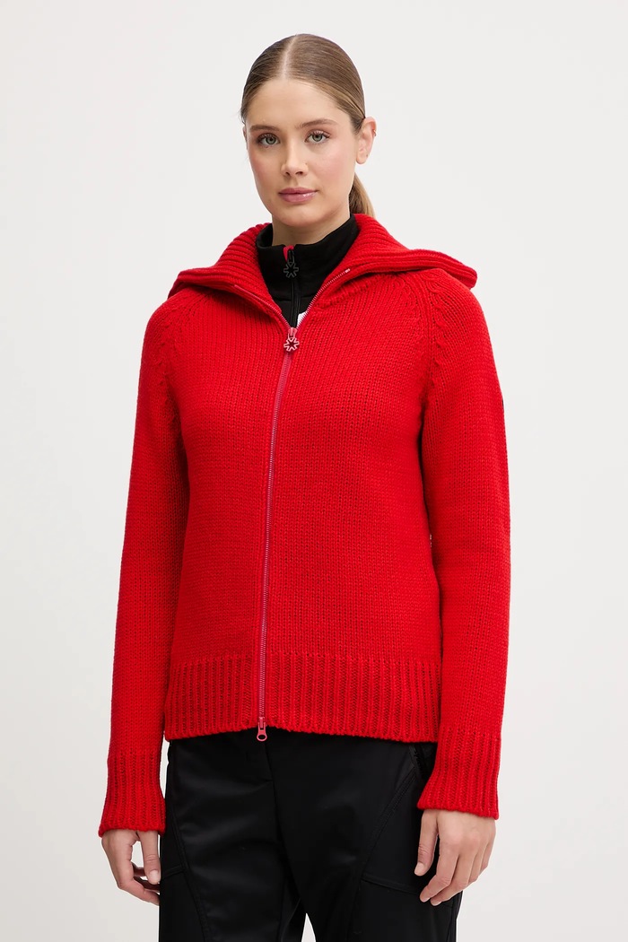 Newland kardigan z dodatkiem wełny LADY W FULL ZIP gruba czerwony N46808.116