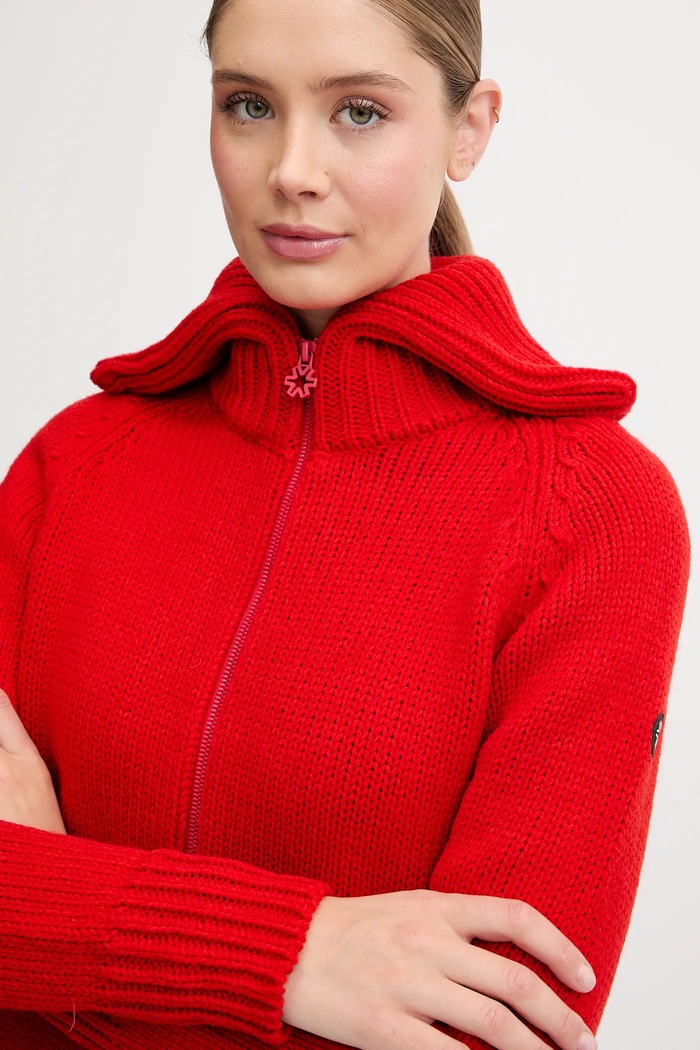 Newland kardigan z dodatkiem wełny LADY W FULL ZIP czerwony N46808.116