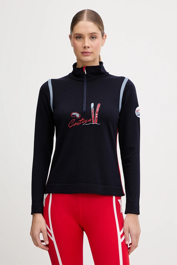 Newland longsleeve funkcyjny z dodatkiem wełny LADY WOOL T-NECK sporty zimowe granatowy N46864.8