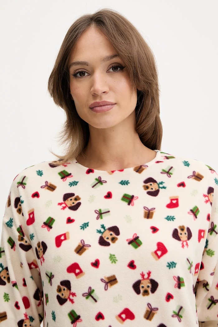 United Colors of Benetton longsleeve piżamowy beżowy 39EZ3M087
