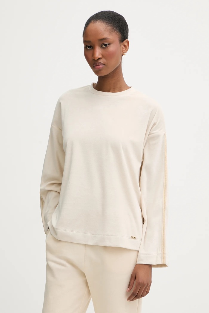 United Colors of Benetton longsleeve piżamowy dzianina beżowy 3JQA3M08B