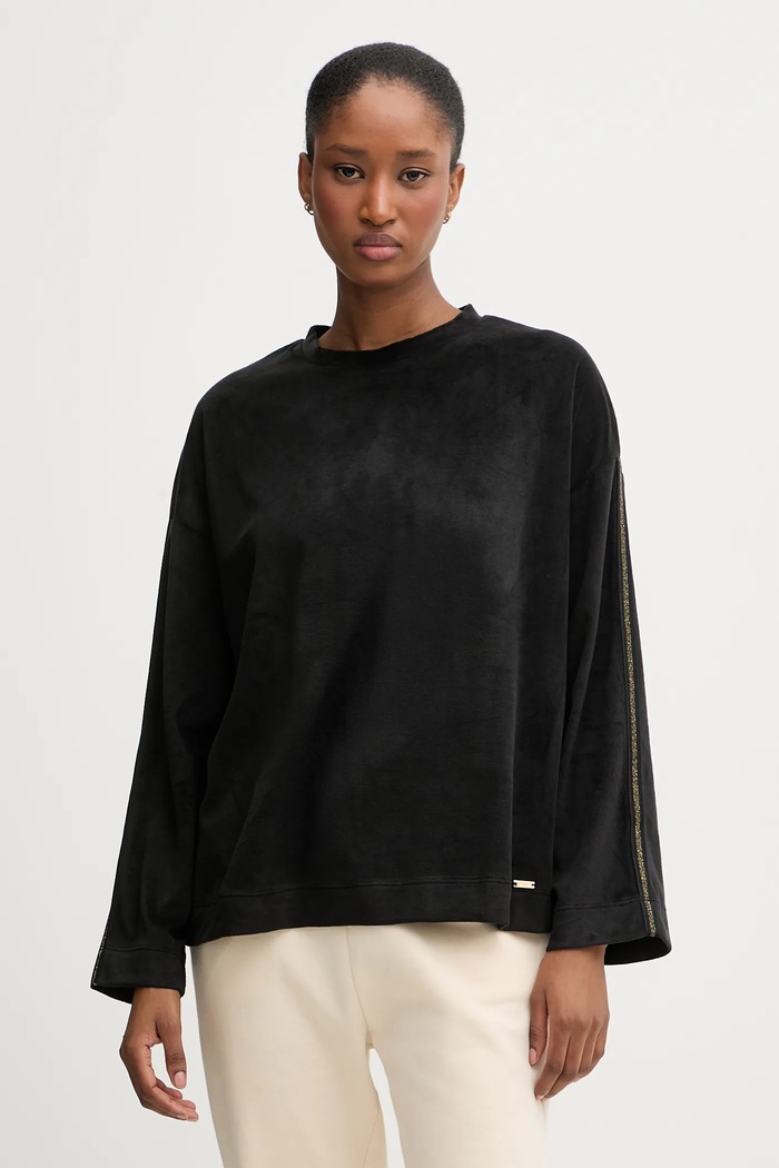 United Colors of Benetton longsleeve piżamowy dzianina czarny 3JQA3M08B