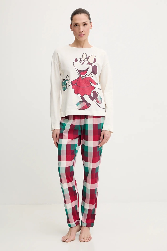 United Colors of Benetton piżama bawełniana 3P053P04G beżowy AW25