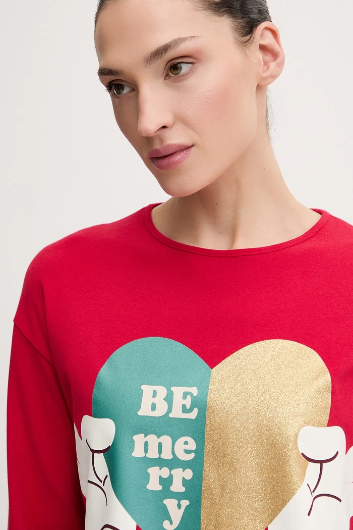 United Colors of Benetton pamut pizsama 3P053P04G piros