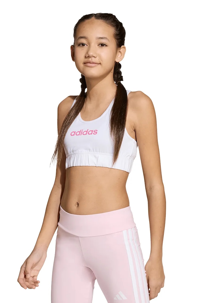 Dětská sportovní podprsenka adidas měkké bílá JX3925