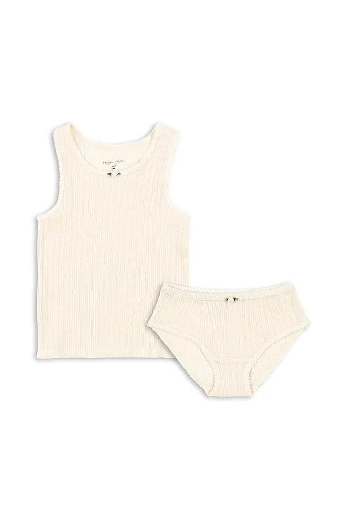 Konges Sløjd komplet bawełniany dziecięcy PAPIN UNDERWEAR SET GOTS miękka beżowy KS103959.9BYA