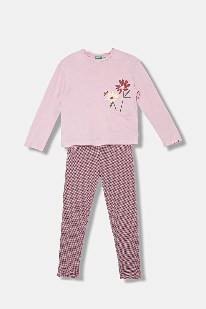 Dětské bavlněné pyžamo United Colors of Benetton potisk růžová 3VD00P09C.G.seasonal