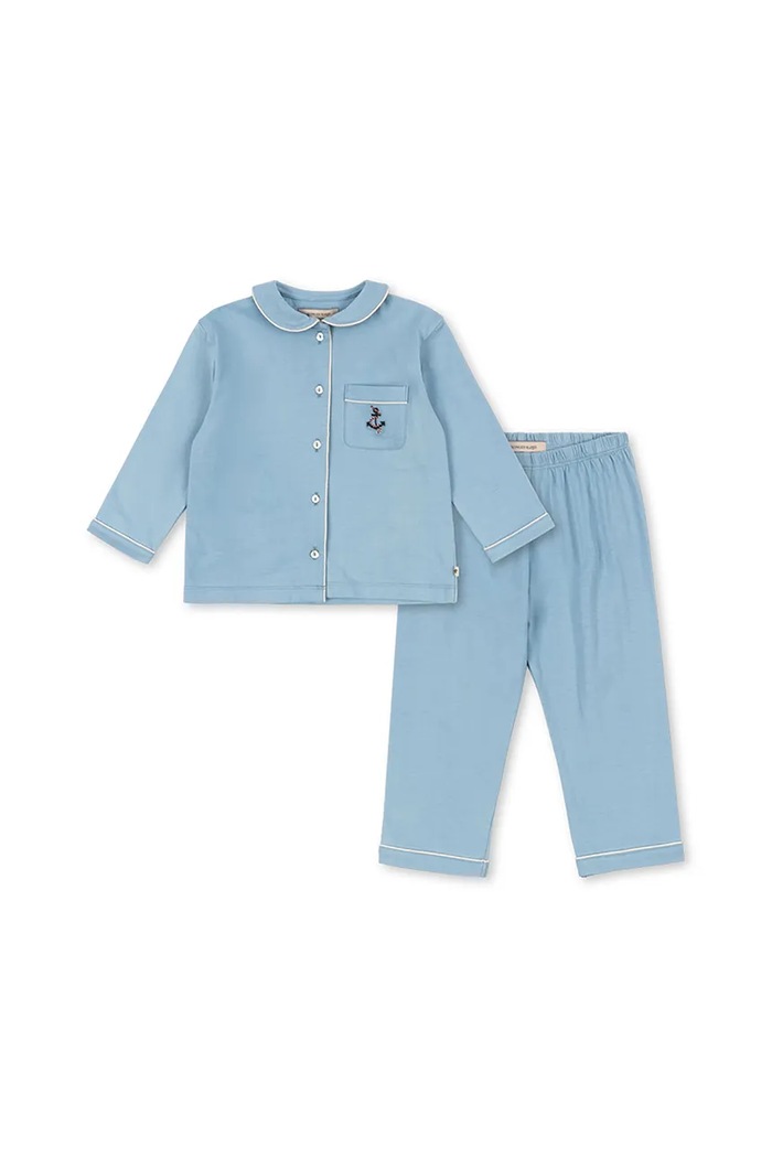 Dětské bavlněné pyžamo Konges Sløjd PIO SET GOTS KS103965.9BYA modrá AW25