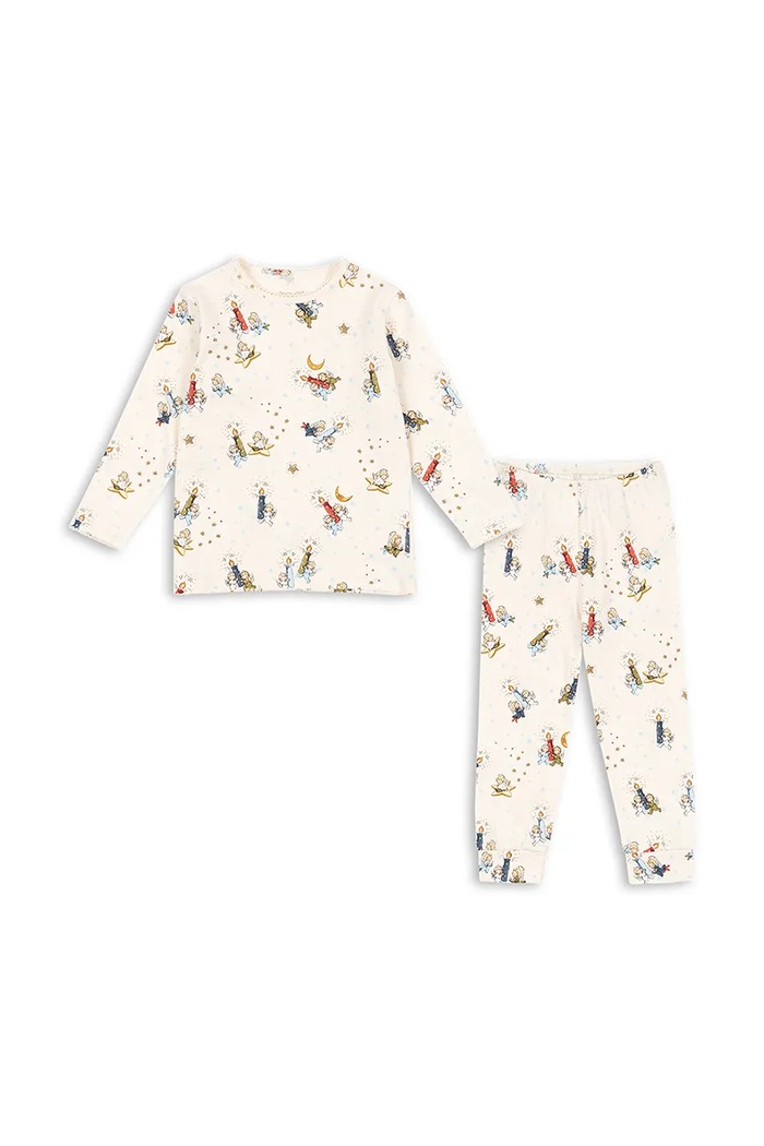 Detské pyžamo Konges Sløjd BASIC BLOUSE/PANTS SET GOTS sada béžová KS104214.9BYA