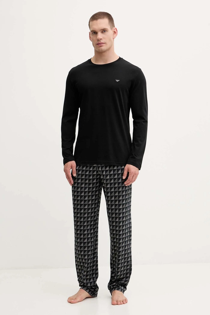 Emporio Armani Underwear pigiama in lana set nero EM000611.AF14994