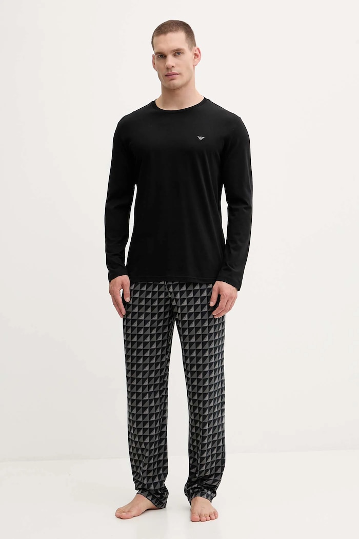 Emporio Armani Underwear pigiama in lana set nero EM000611.AF14994