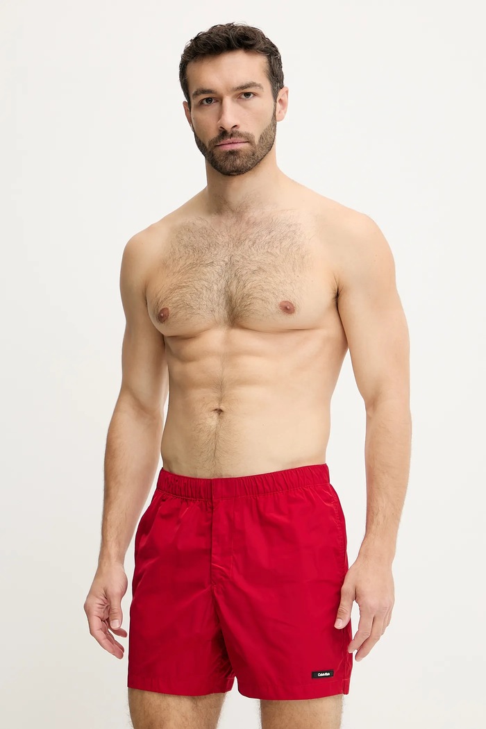Plavkové šortky Calvin Klein červená LV00N61112