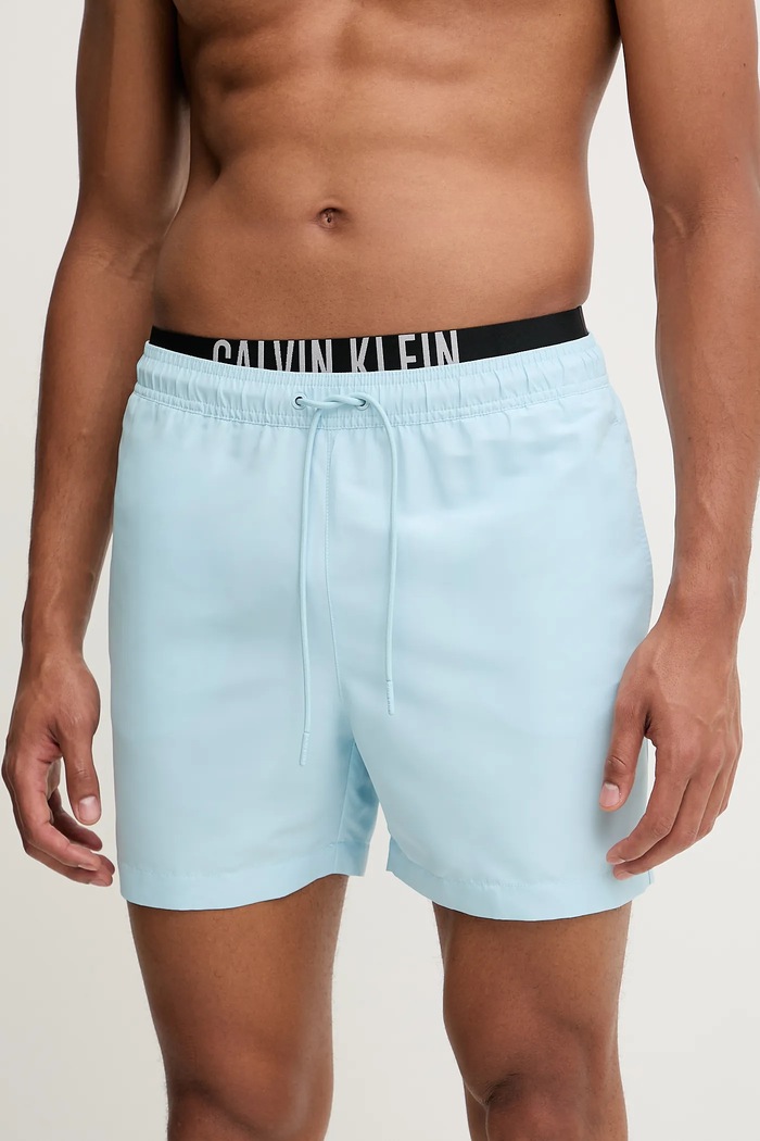 Kratke hlače za kupanje Calvin Klein bez uzorka plava LV00N61093
