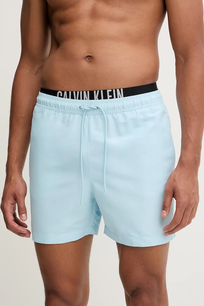 Kratke hlače za kupanje Calvin Klein bez uzorka plava LV00N61093