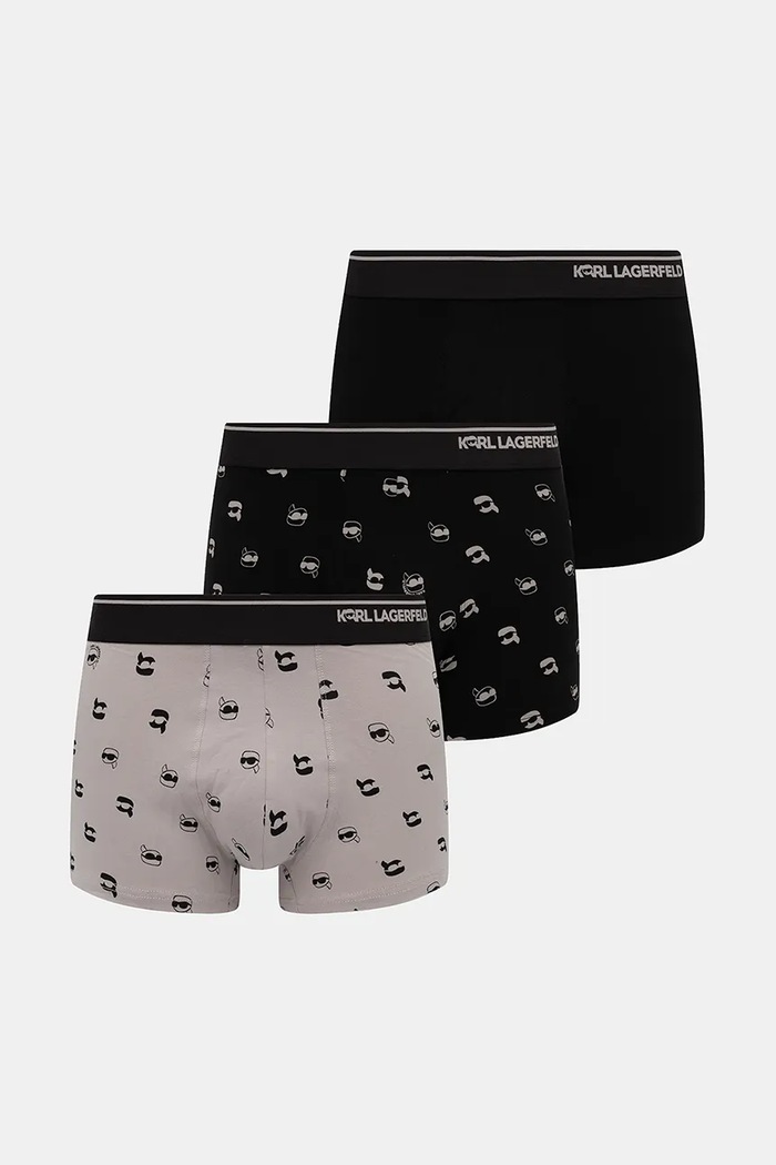 Karl Lagerfeld boxerky pánske bavlnené s elastanom 3-pack pletenina čierna A3M47008