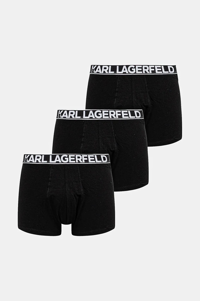 Karl Lagerfeld boxerky pánské bavlněné s elastanem 3-pack pletenina černá A3M47010