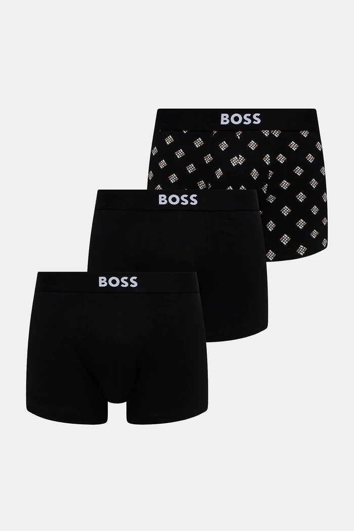 BOSS Μποξεράκι ανδρικό βαμβακερό Trunk 3P BOSS ONE D 3-pack βαμβάκι μαύρο 50549832