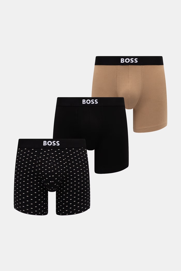 BOSS Bokserice za muškarce od pamuka s elastanom BoxerBr3P BOSS ONE D 3-pack bež 50549856