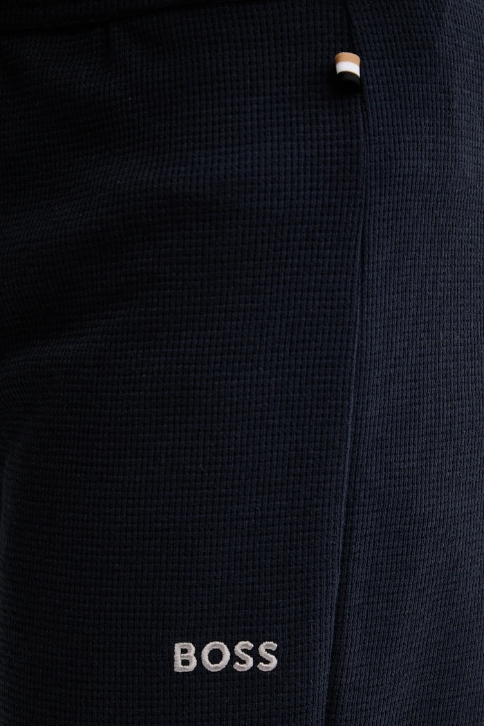 BOSS teplákové nohavice pánske Waffle Pants Cuff tmavomodrá 50535878