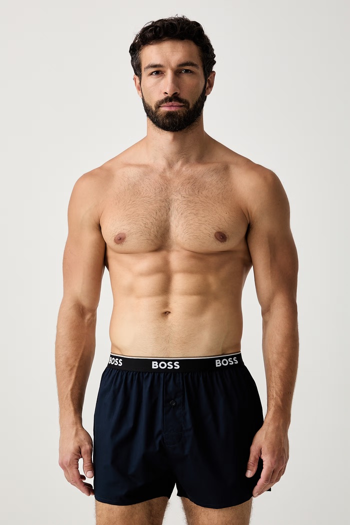 BOSS боксерки мъжки от памук 2P Boxer Shorts EW 2 броя бежов 50545913
