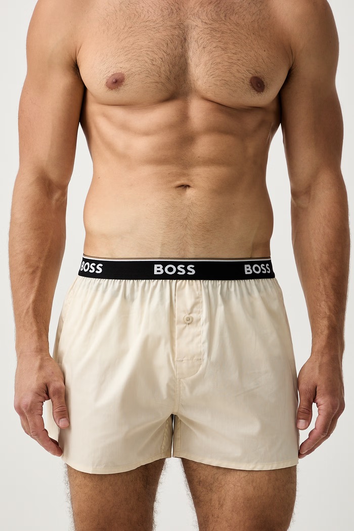 Дрехи BOSS боксерки мъжки от памук 2P Boxer Shorts EW 2 броя 50545913 бежов